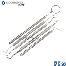5 Pieces Dental Pick Tools Stainless Steel Tooth Scraper Plaque Remover Set