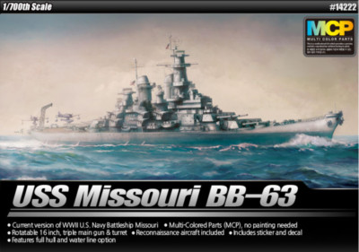 Academy USS Missouri BB-63 – Plastikmodellbausatz 1/700, Armee 494222, Für Modellbauer Ab 14 Jahren