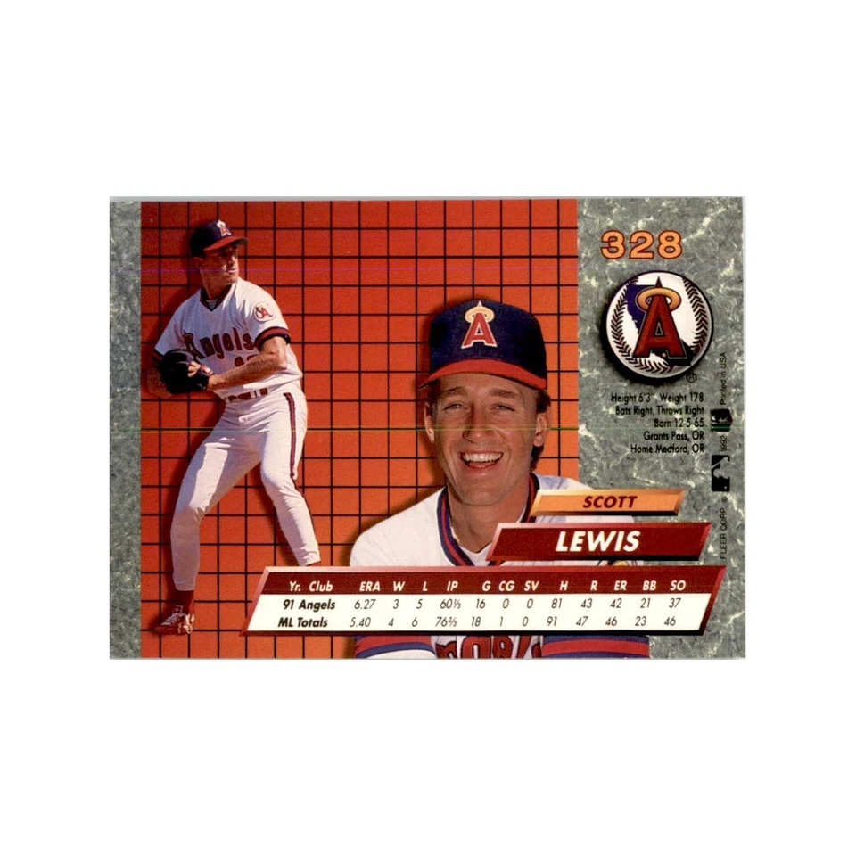 1992 Fleer Ultra Scott Lewis RC Baseball Cards #328 - Image 2 of 3