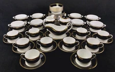Coalport ATHLONE BROWN Almost Black 68pcs Dish Set Plates Bowls Cups Cream Sugar
