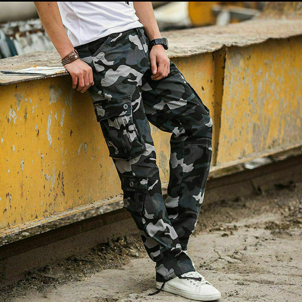 Mens Military Trousers Camo Combat Army Cargo Work Outdoor Long Pocket  Pants New