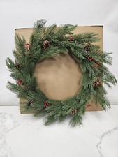 New Hearth  Hand Magnolia Artificial 32  Faux Wreath Pine  Berry
