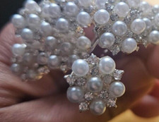 CraftbuddyUS 15 x CRHP4 14mm Pearl Flower Diamante Rhinestone Wedding Bridal Pin