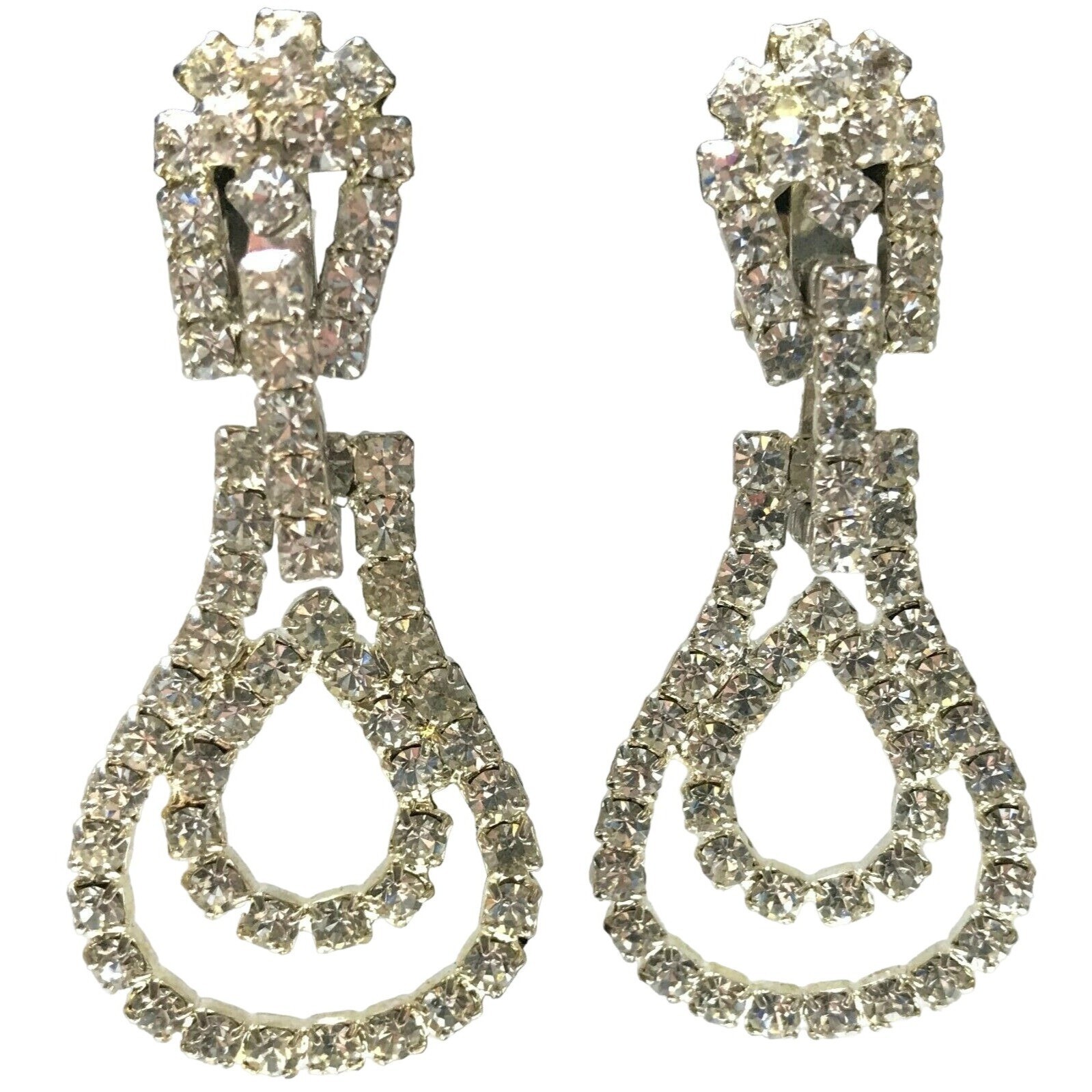 Rhinestone Earrings Dramatic Long Drop Dangle Spa… - image 2