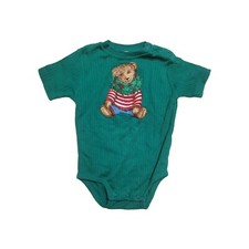 Vintage Christmas Bodysuit 18 Months Green Bear
