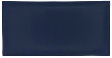 Blue Basic Genuine Leather Checkbook Cover For Men & Women