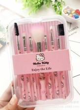 Hello Kitty 7 Pc Makeup Brush Set Pink New Sanrio Cartoon Brushes