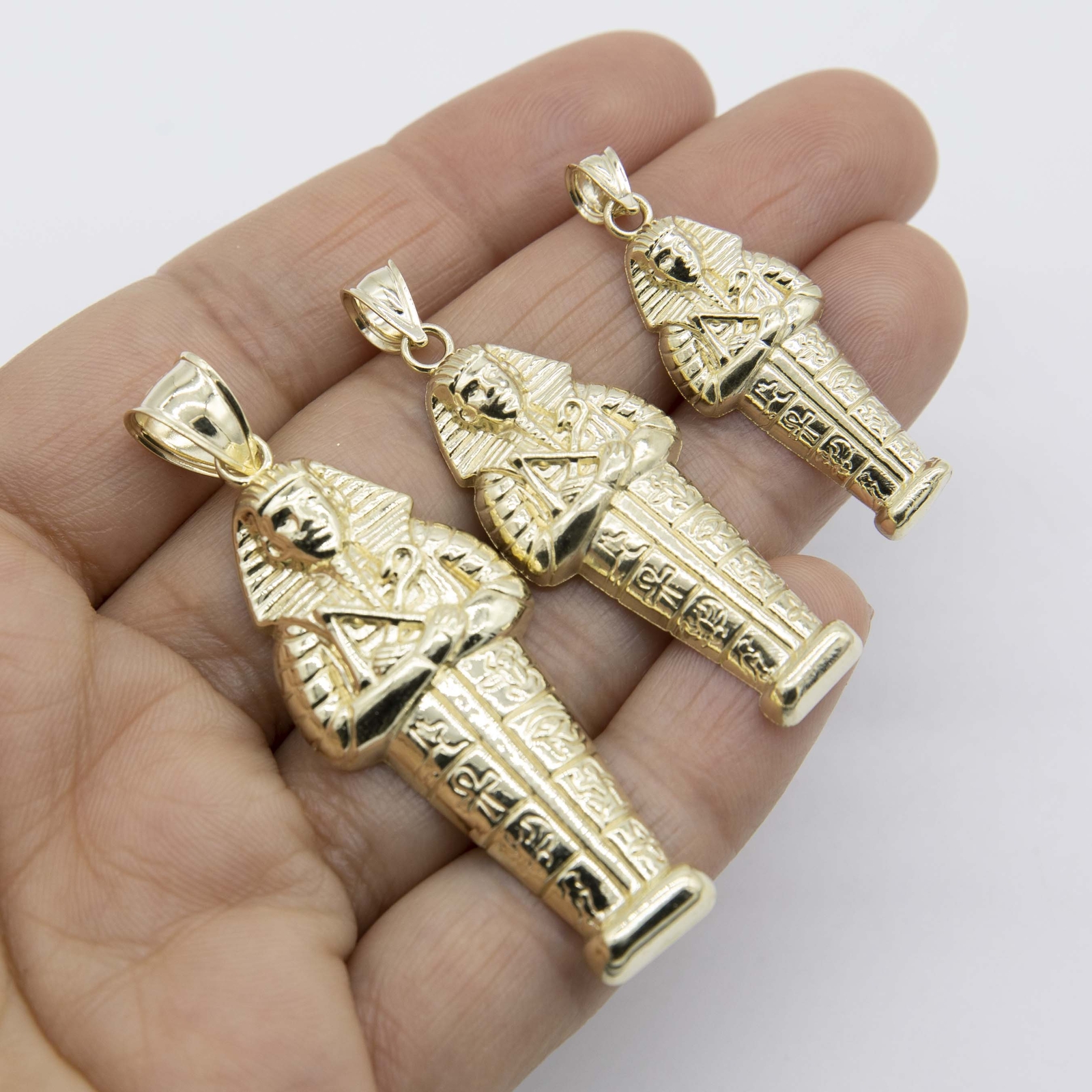 Faraón Egipcio Rey Momia Colgante Real Sólido 10K Oro Amarillo Todas los Tamaños