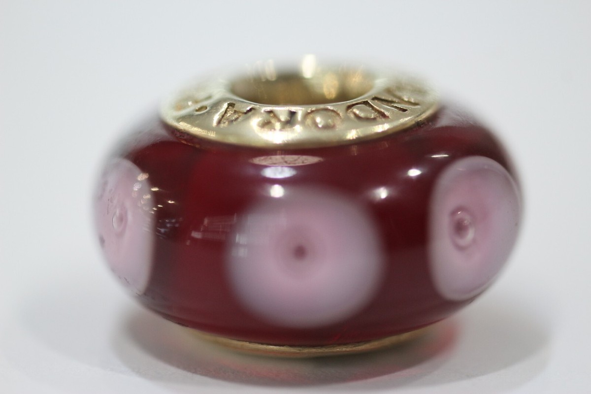 Authentic Pandora 14ct Yellow Gold Red Calla Lily Murano Glass
