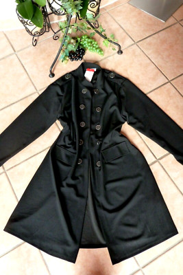 MAGNA Mantel Long Jacke Gehrock 52 54 NEU schwarz Stretch Zier-Knöpfe LAGENLOOK