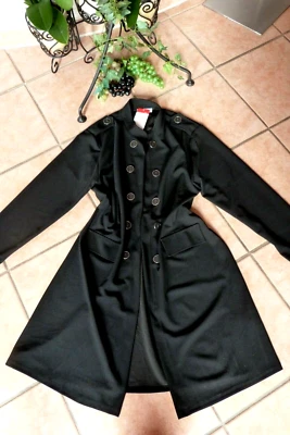 MAGNA Mantel Long Jacke Gehrock 52 54 NEU schwarz Stretch Zier-Knöpfe LAGENLOOK - Bild 1 von 4
