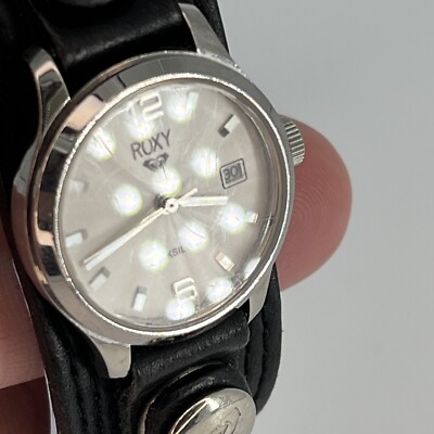 Vintage ROXY QUICKSILVER Women's Watch Black Leather Buckle
