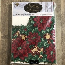 Christmas Fashion Industries Tablecloth 60x118" Oblong Holiday NIP NOS