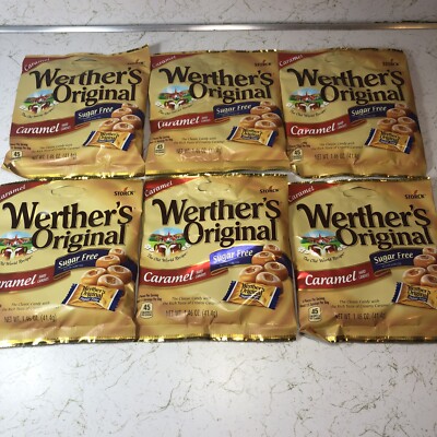 6 PACK * Storck Werther's Orig Sugar Free Caramel Hard Candies 1.46 oz bag NEW
