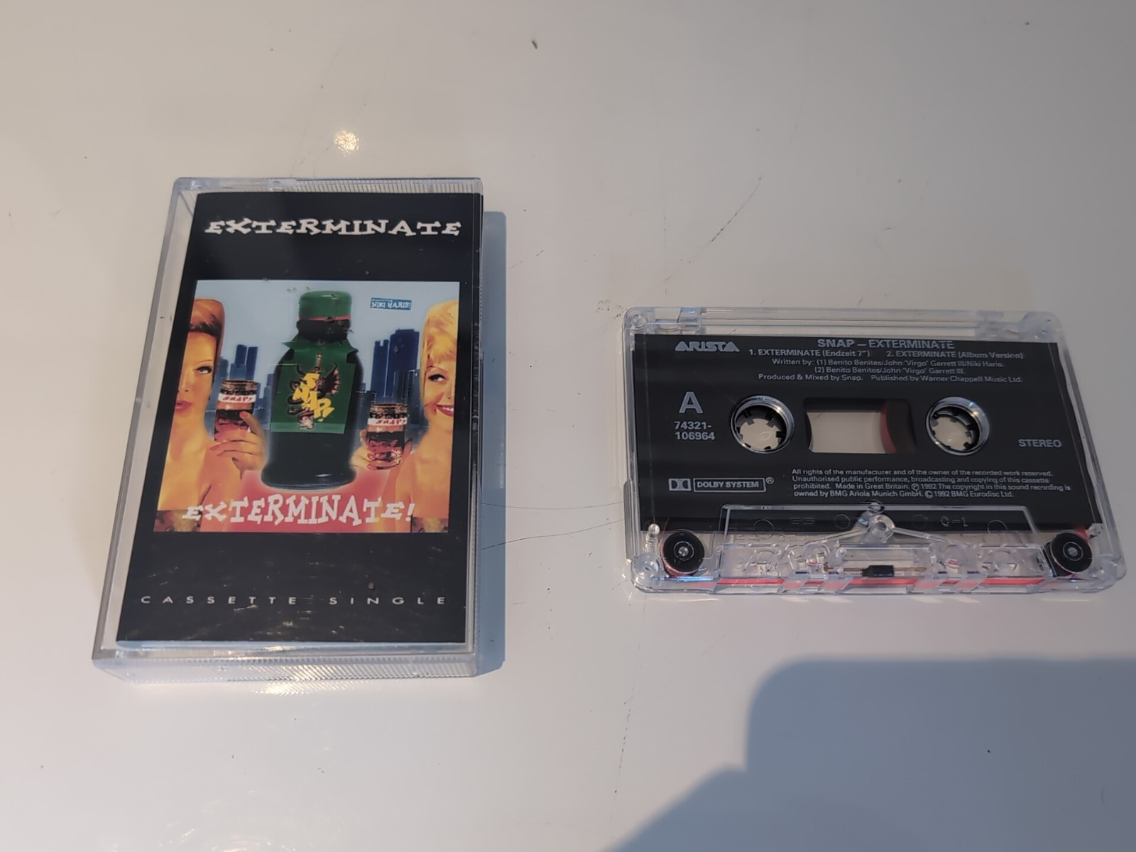Snap Exterminate Cassette Single Arista 1992 Vintage Euro House Trance Music