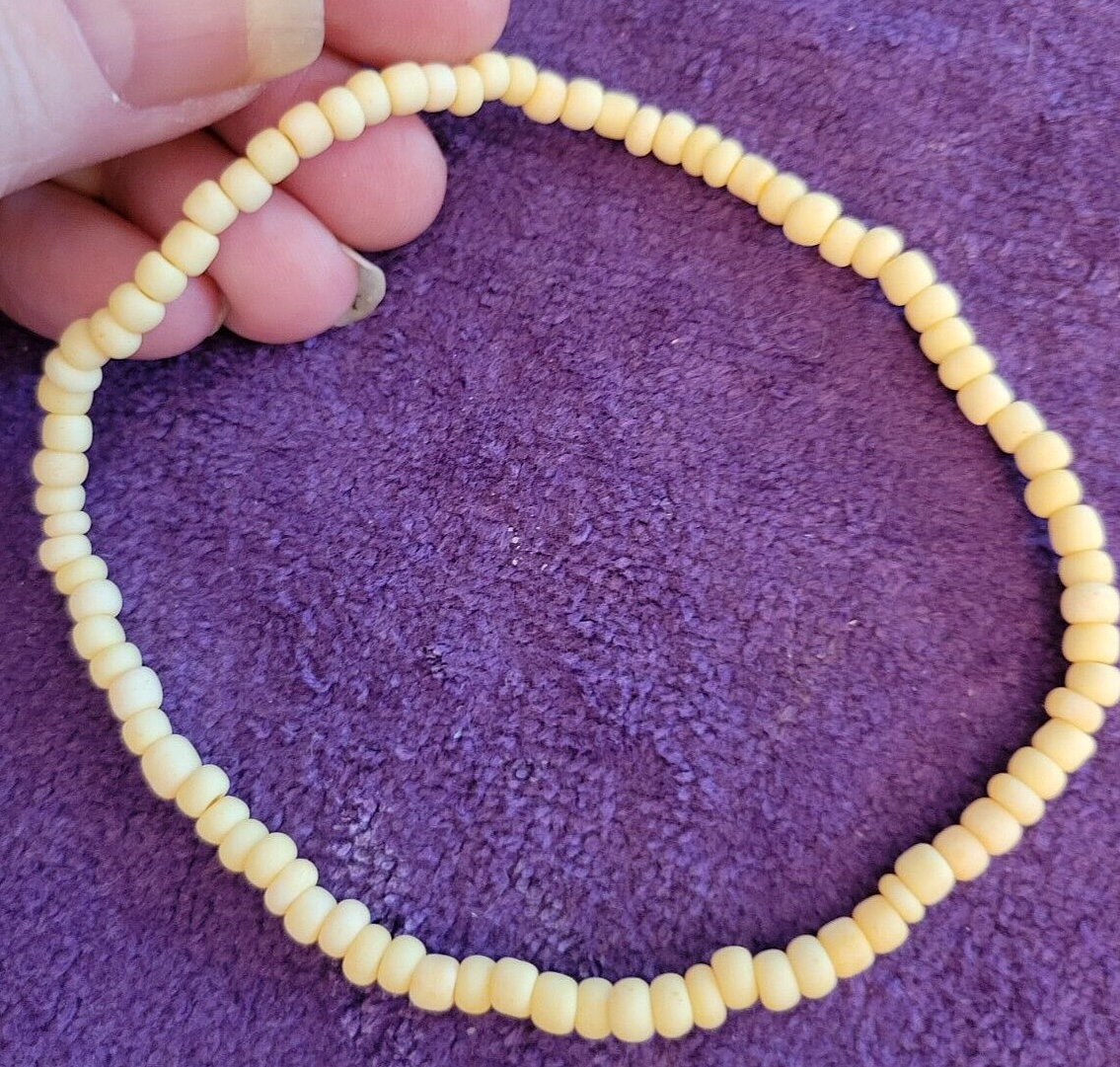 Vanilla Cream Beaded Anklet with Mix Beads 12.5 Inch Beauty Energy Breath-image
