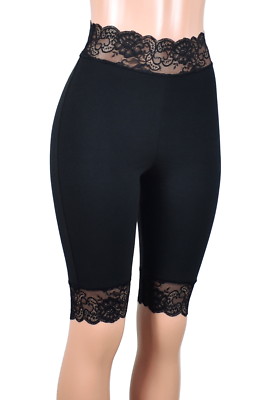 Knee Length High Waisted Black Stretch Lace Shorts Xs S M L Xl 2xl 3xl Plus Size Ebay