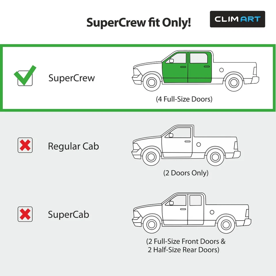 Sun Rain Visors Wind Rain Guards for 17-25 Ford F250-F550 Super Duty SuperCrew - Image 4 of 4