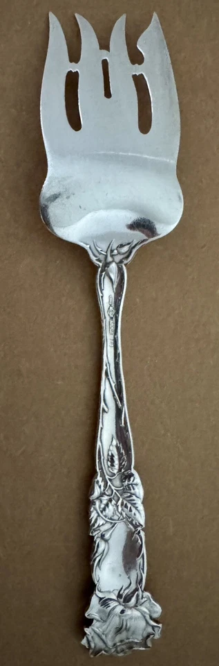 RARO TENEDOR DE SERVIR ALVIN BRIDAL ROSE TALLA GRANDE 9 1/8” ESTERLINA ELEGANTE C. 1903 Foto 4 de 4
