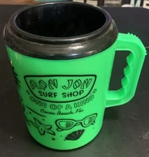 Vintage 90’S Betras USA 52 oz Giant Travel Mug Neon Green Surf Shop Cocoa Beach