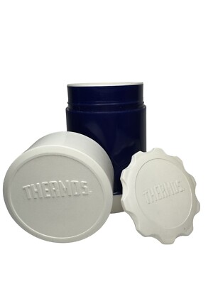 Vintage Thermos Insulated Food Jar 10oz. Blue/White 70F