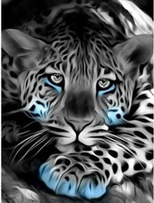 Kit de point de croix  de peinture de diamant , broderie ronde, image animaux