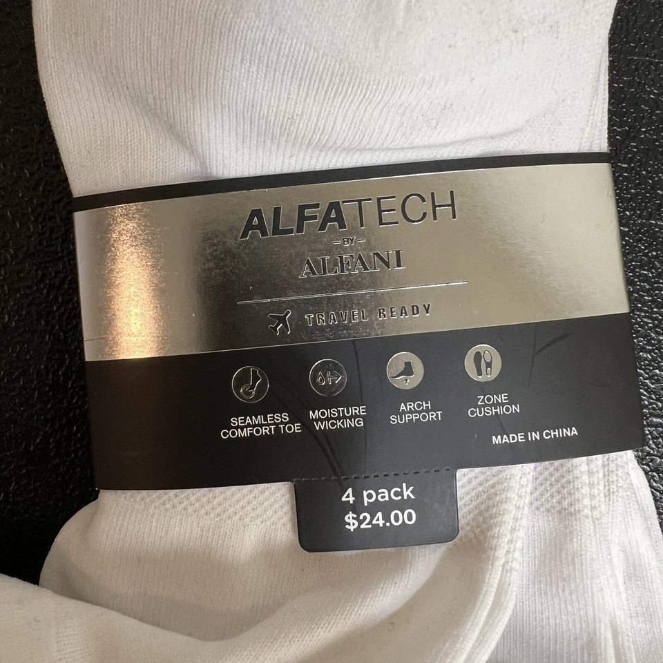 Paquete de 4 calcetines de viaje Alfani AlfaTech para hombre blancos 7-12 Foto 3 de 4