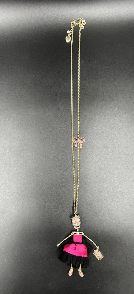 "Collar colgante esqueleto calavera cristal princesa vestido de graduación Betsey Johnson 18""" Foto 2 de 4