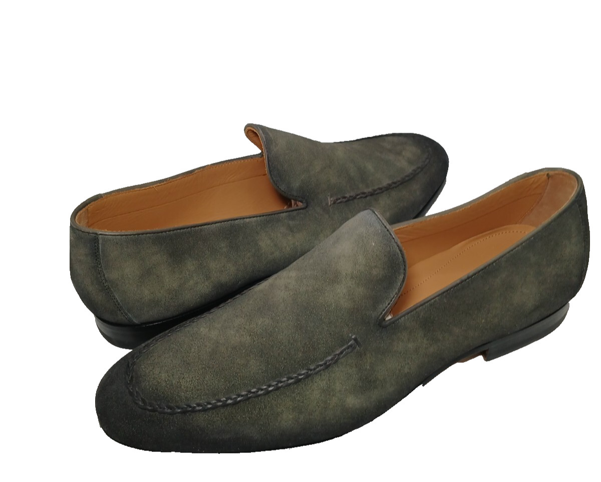 Saks Fifth Avenue Magnan Suede Venetian Loafer Olive Green Shoe $498 US 12M MEN