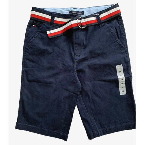 Tommy Hilfiger Boys Belted Chino Shorts Adjustable Waist Navy Beige Gray - Picture 5 of 13