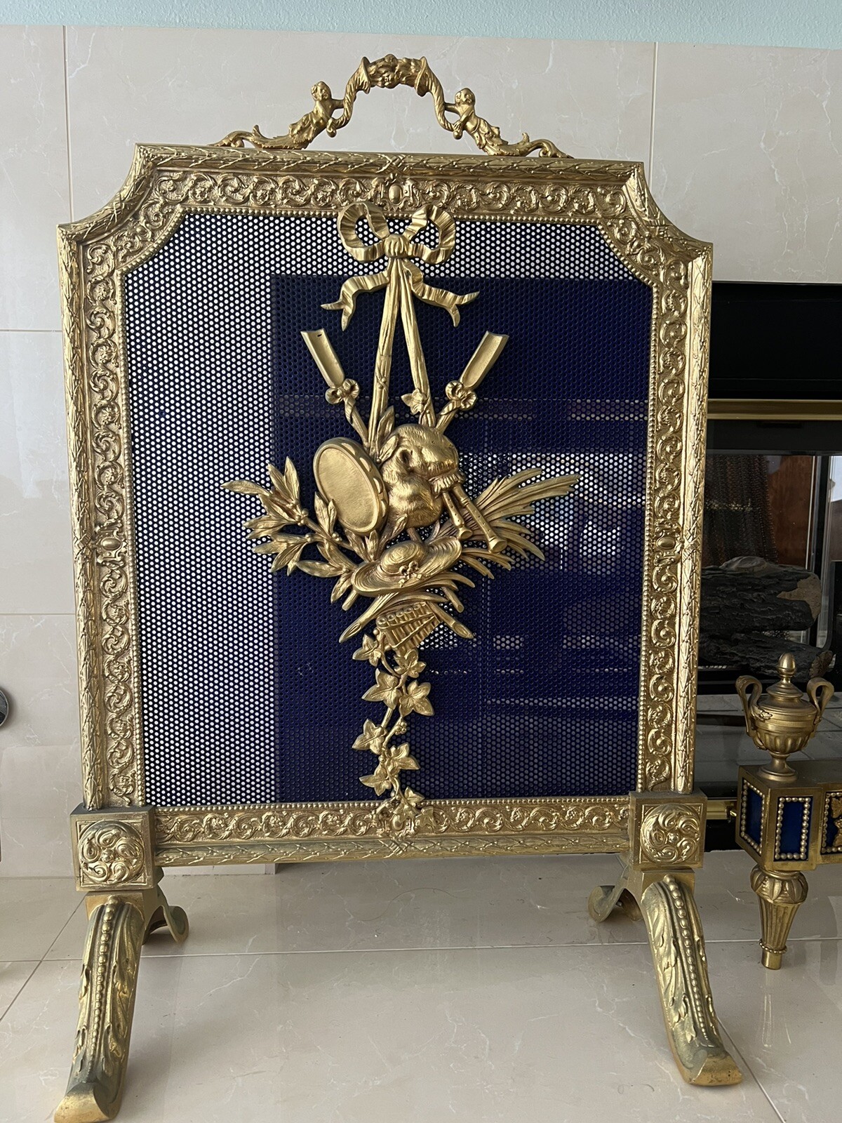 antique brass fireplace screen eBay