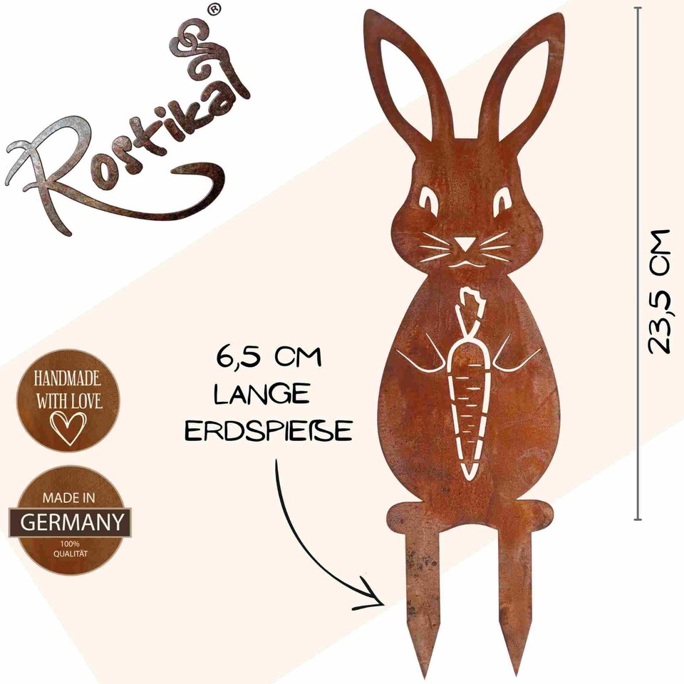 Metall-Osterhase Als Gartenstecker – Bunt, Vintage, Für Osterdeko Im Garten
