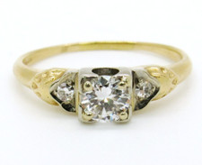 Vintage Ladies 14K Yellow Gold 1/2 CTTW Diamond Engagement Estate Ring