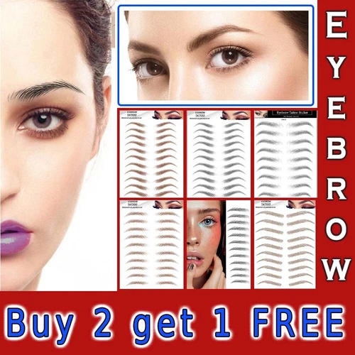 Temporary Eyebrow Tattoo Stickers Realistic Fake Brow Transfer Stick On * - Picture 1 of 44