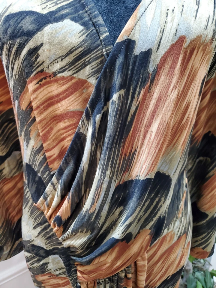 Lane Bryant Women's Multicolor Polyester V-Neck Long Sleeve Knee Length Dress 28 - Image 3 of 4