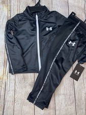 Under Armour Girls 4 5 6 6x Black Track Suit Athletic NEW
