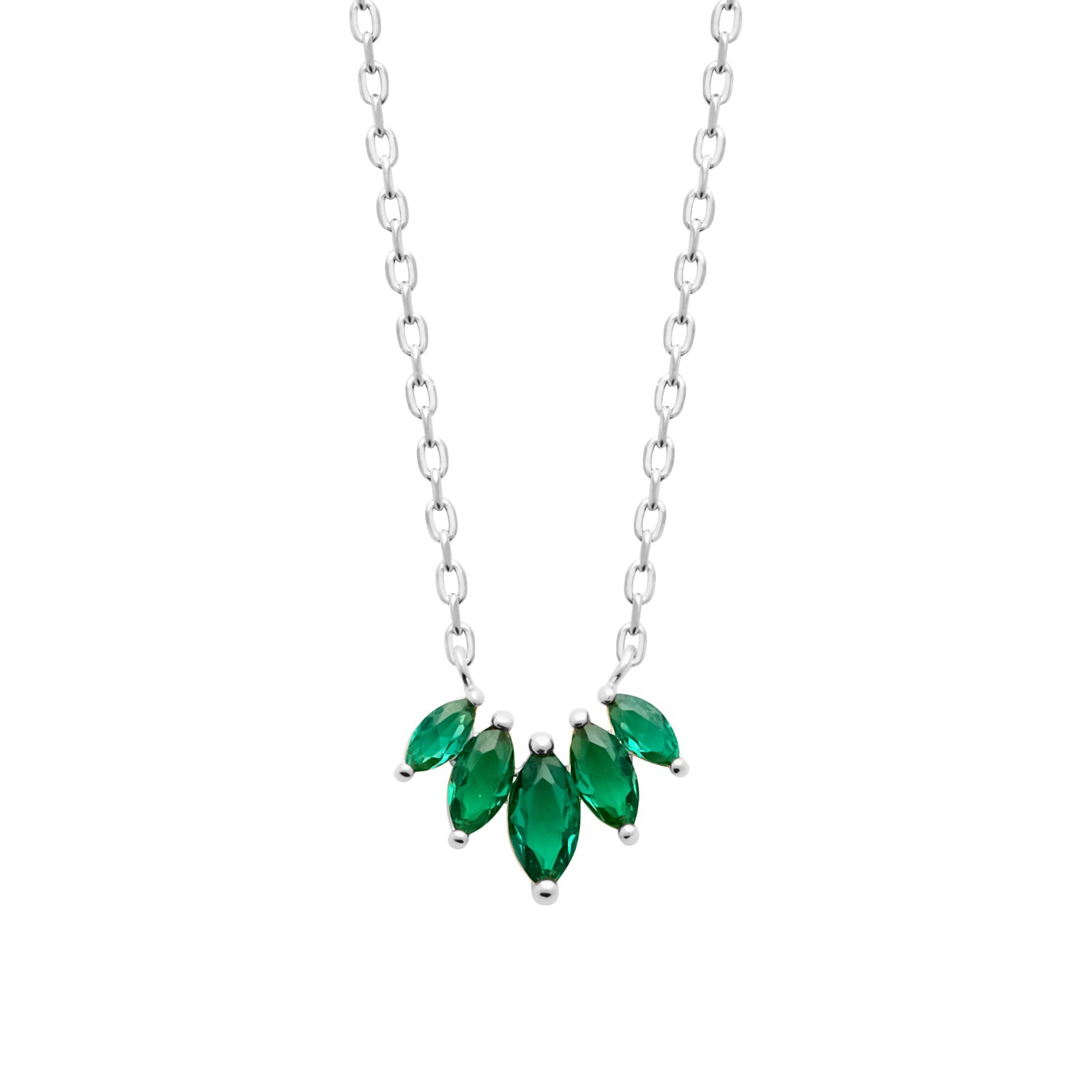 Collier Argent 925 pendentif marquise zirconium vert pour femme au quotidien