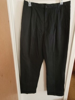 NWT Lands' End Pleated Dress Pants Womens 18R Cuffed Trousers  Black