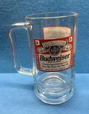 Vintage Budweiser Anheuser Busch Beer Mug Stein Glass 6” Tall