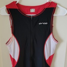 ORCA Men's Sleeveless Triathlon Suit Black Red White Size Large Athletic Gear