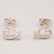 Tiffany  Co. Logo Paloma Picasso Loving Heart Stud Earring Silver 925 02CA571