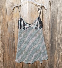 Victoria's Secret S Silky Baby Doll Nightie Chemise Green Cottage Feminine