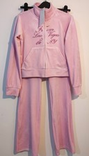 Zara Pink Velvet Tracksuit Zip Up Jacket & Slim Flare Trousers Size S Co Ord Set