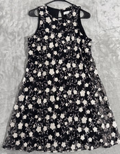 Calvin Klein Women Midi Gown Sz 10 Black Gold Floral Embroidered Romantic Formal