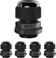 5 Pack NPT 1-1/4" Cable Glands Waterproof Adjustable 24-32Mm Cable Connectors Bl