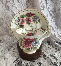 Royal Albert Bone China Flower Of The Month March Anemones Cup & Saucer Set EC