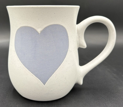 Large Heart Love Coffee Tea Cocoa Mug Cup Big Cream Gray Heart Stoneware GUC