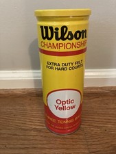 Wilson Championship Tennis Balls Optic Yellow Extra Duty Felt Metal Can Vintage