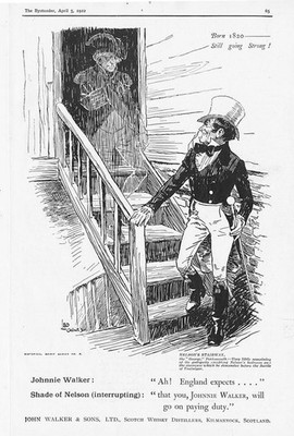 JOHNNIE WALKER WHISKY Ghost of Nelson - antike Werbung 1922