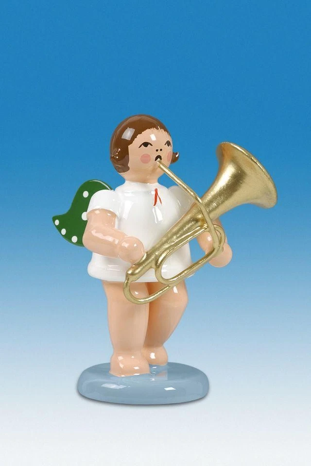 Musicien De L’Ange Avec Tuba Couronne Hauteur Environ 6cm Neuf Bois D'Anges Ange - Photo 1/1